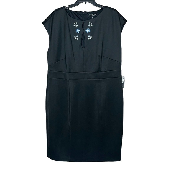 Eloquii Dress Womens Size 18 Black Sleeveless Rhinestones Keyhole Neck Zip Back - Picture 1 of 4
